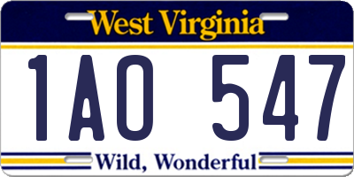 WV license plate 1AO547