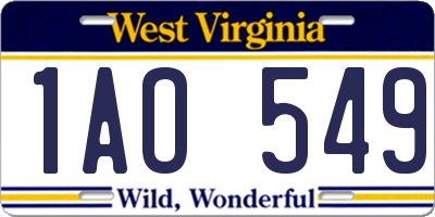 WV license plate 1AO549