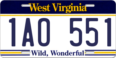 WV license plate 1AO551