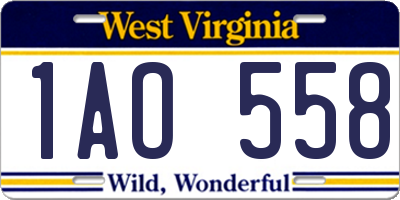 WV license plate 1AO558