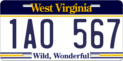WV license plate 1AO567