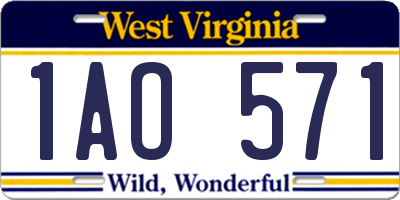 WV license plate 1AO571
