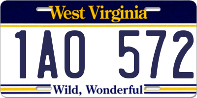 WV license plate 1AO572
