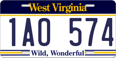 WV license plate 1AO574