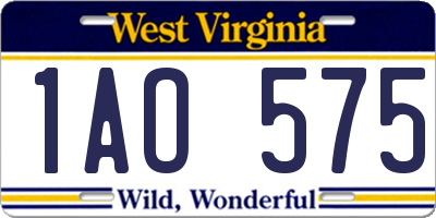 WV license plate 1AO575