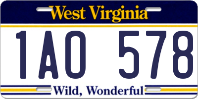 WV license plate 1AO578