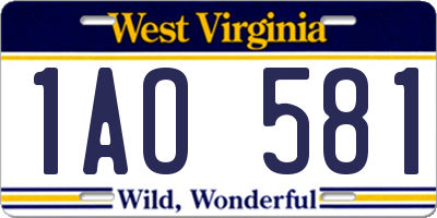 WV license plate 1AO581