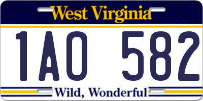 WV license plate 1AO582