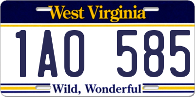 WV license plate 1AO585