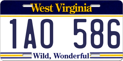 WV license plate 1AO586