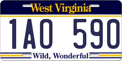 WV license plate 1AO590