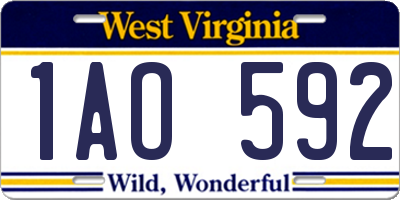WV license plate 1AO592