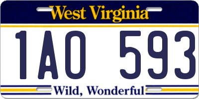WV license plate 1AO593