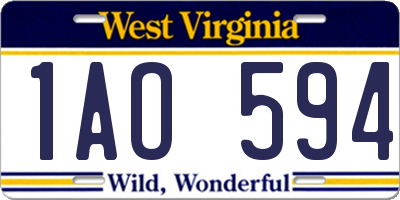 WV license plate 1AO594