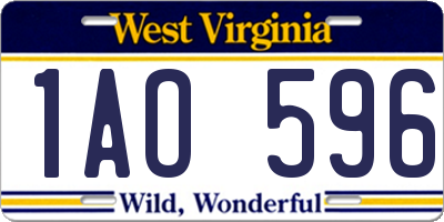 WV license plate 1AO596