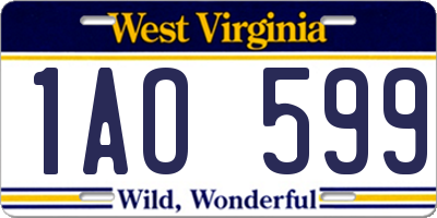 WV license plate 1AO599