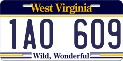 WV license plate 1AO609