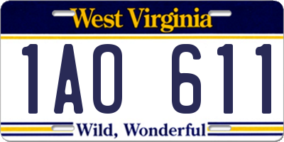 WV license plate 1AO611