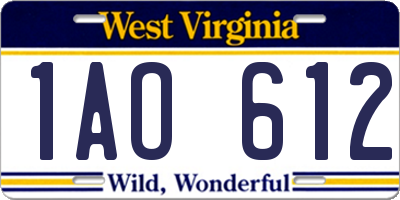 WV license plate 1AO612