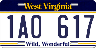 WV license plate 1AO617