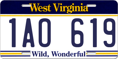 WV license plate 1AO619