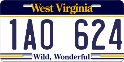 WV license plate 1AO624