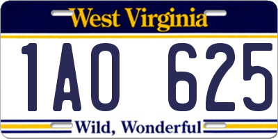WV license plate 1AO625