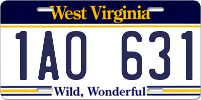 WV license plate 1AO631