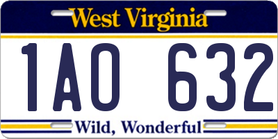WV license plate 1AO632