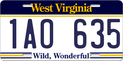 WV license plate 1AO635