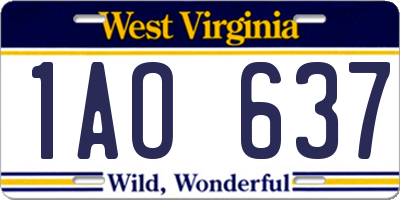 WV license plate 1AO637