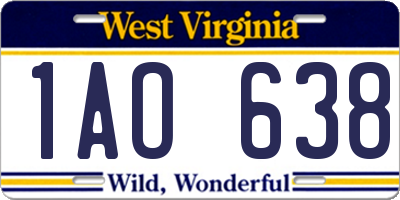 WV license plate 1AO638