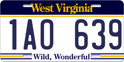 WV license plate 1AO639