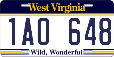 WV license plate 1AO648