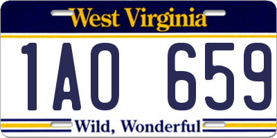 WV license plate 1AO659