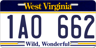 WV license plate 1AO662