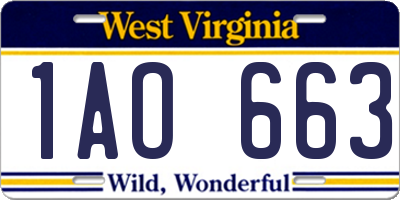 WV license plate 1AO663