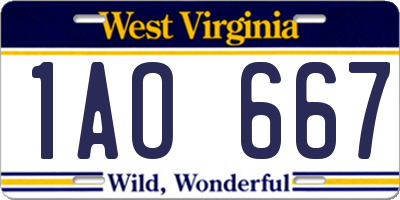 WV license plate 1AO667
