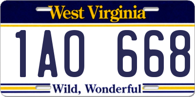 WV license plate 1AO668