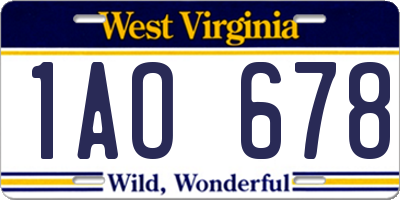 WV license plate 1AO678