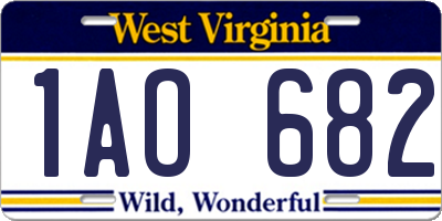 WV license plate 1AO682