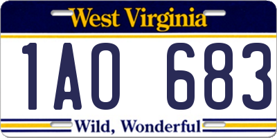 WV license plate 1AO683