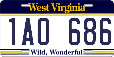 WV license plate 1AO686