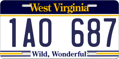 WV license plate 1AO687
