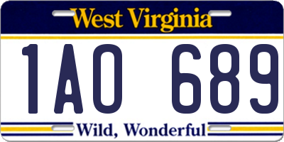 WV license plate 1AO689