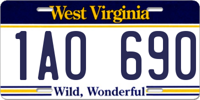 WV license plate 1AO690