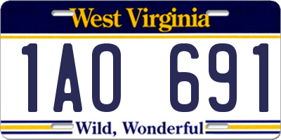 WV license plate 1AO691