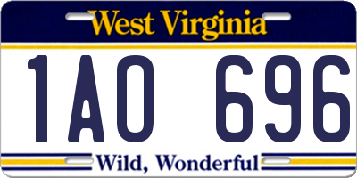 WV license plate 1AO696