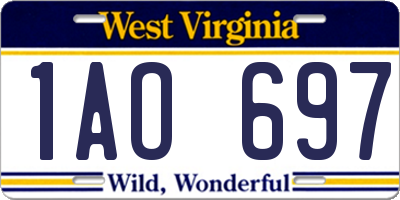 WV license plate 1AO697