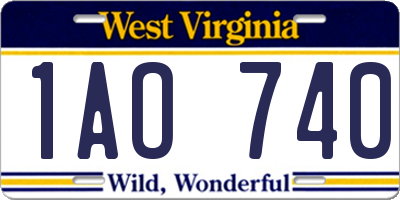 WV license plate 1AO740
